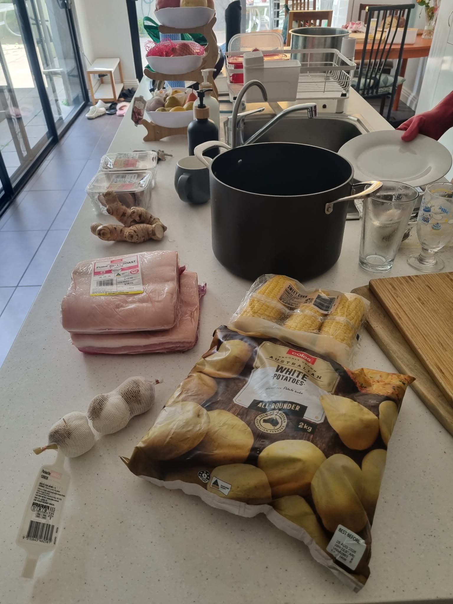 Ingredients at home before cooking for twenty people