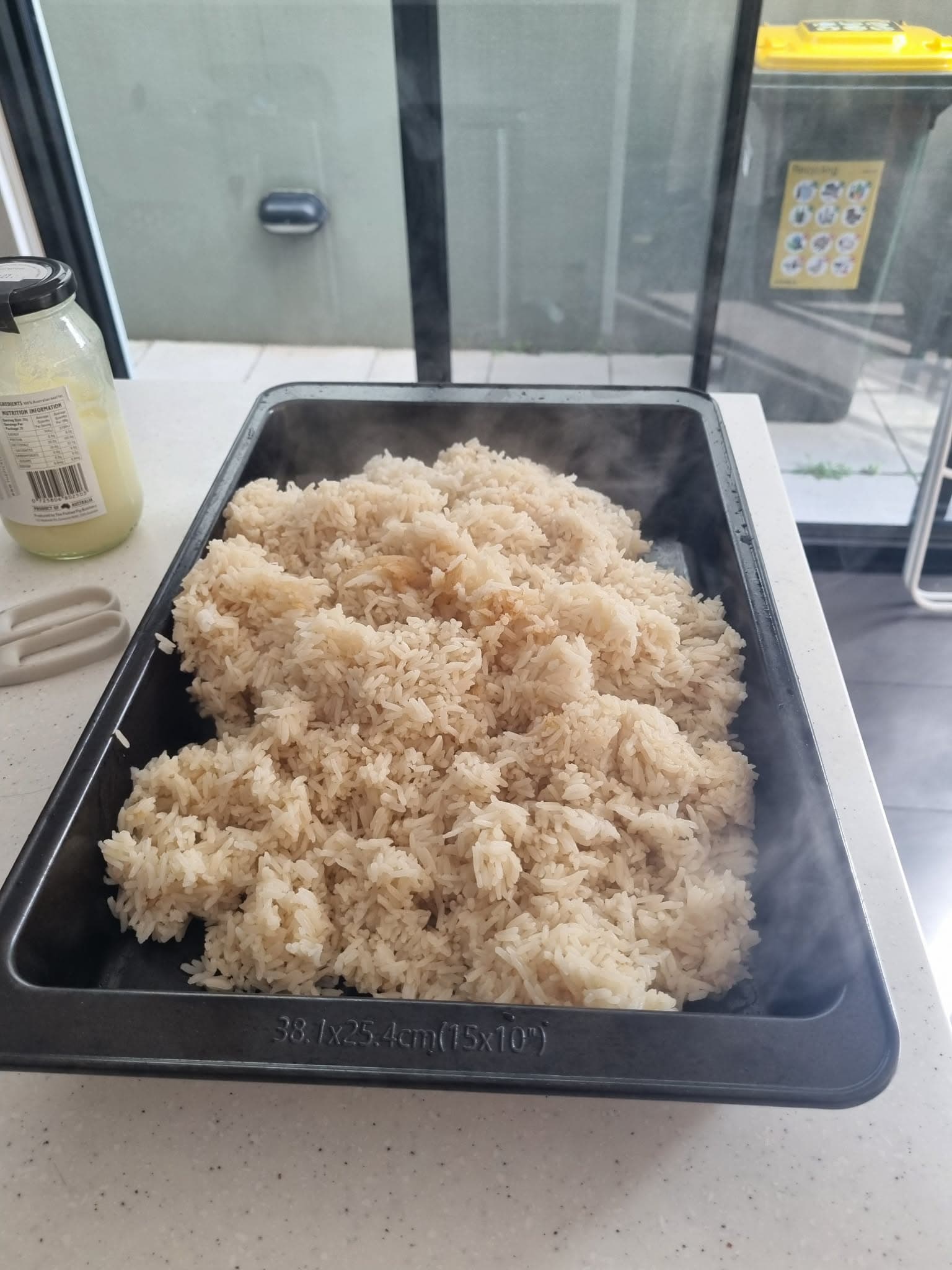 Steaming rice while cooking for twenty people