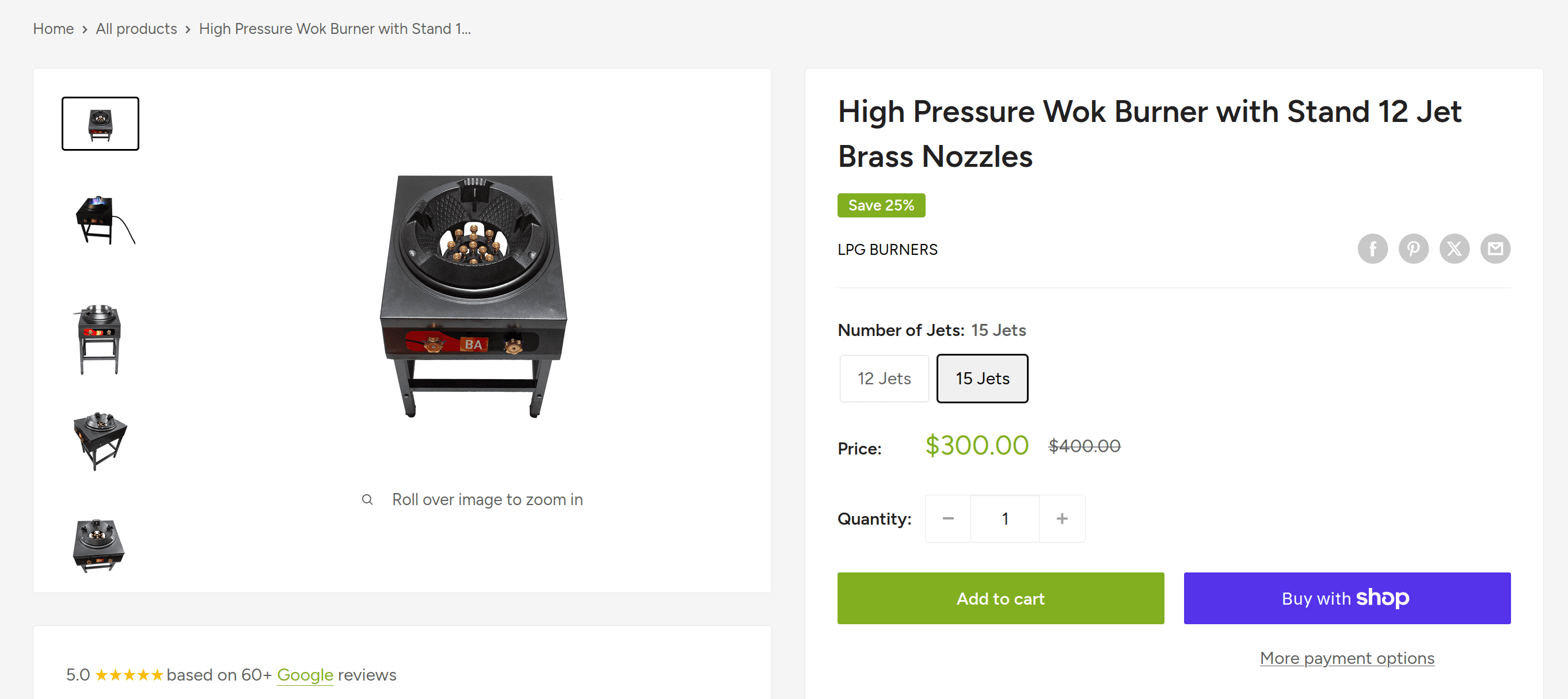 Wok burner sale 15 jets listing